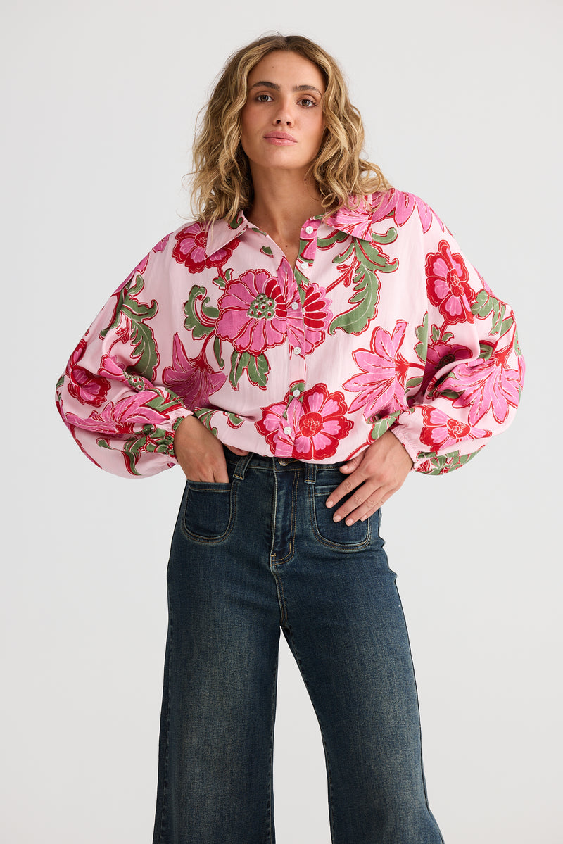 Hazel Shirt – Pink Ibiza Linen Blend Women’s Shirt