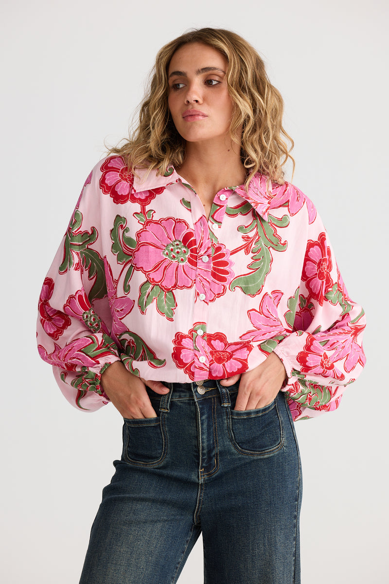 Hazel Shirt – Pink Ibiza Linen Blend Women’s Shirt