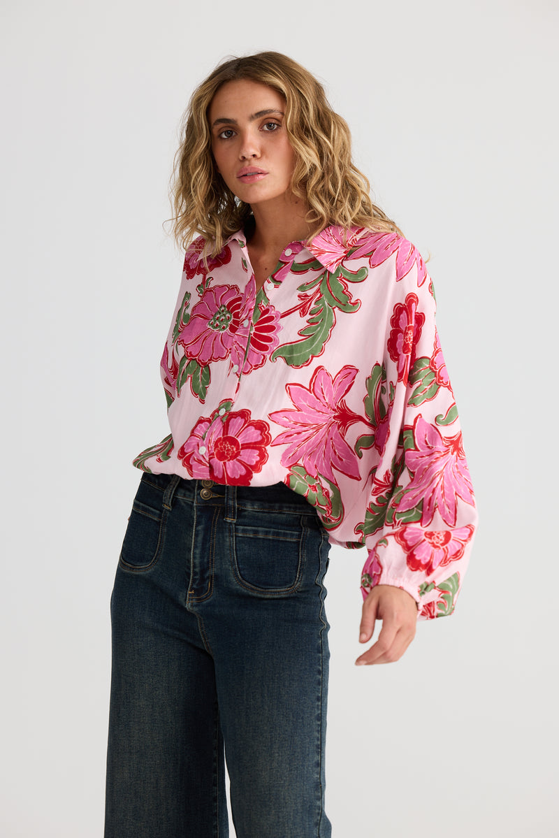 Hazel Shirt – Pink Ibiza Linen Blend Women’s Shirt