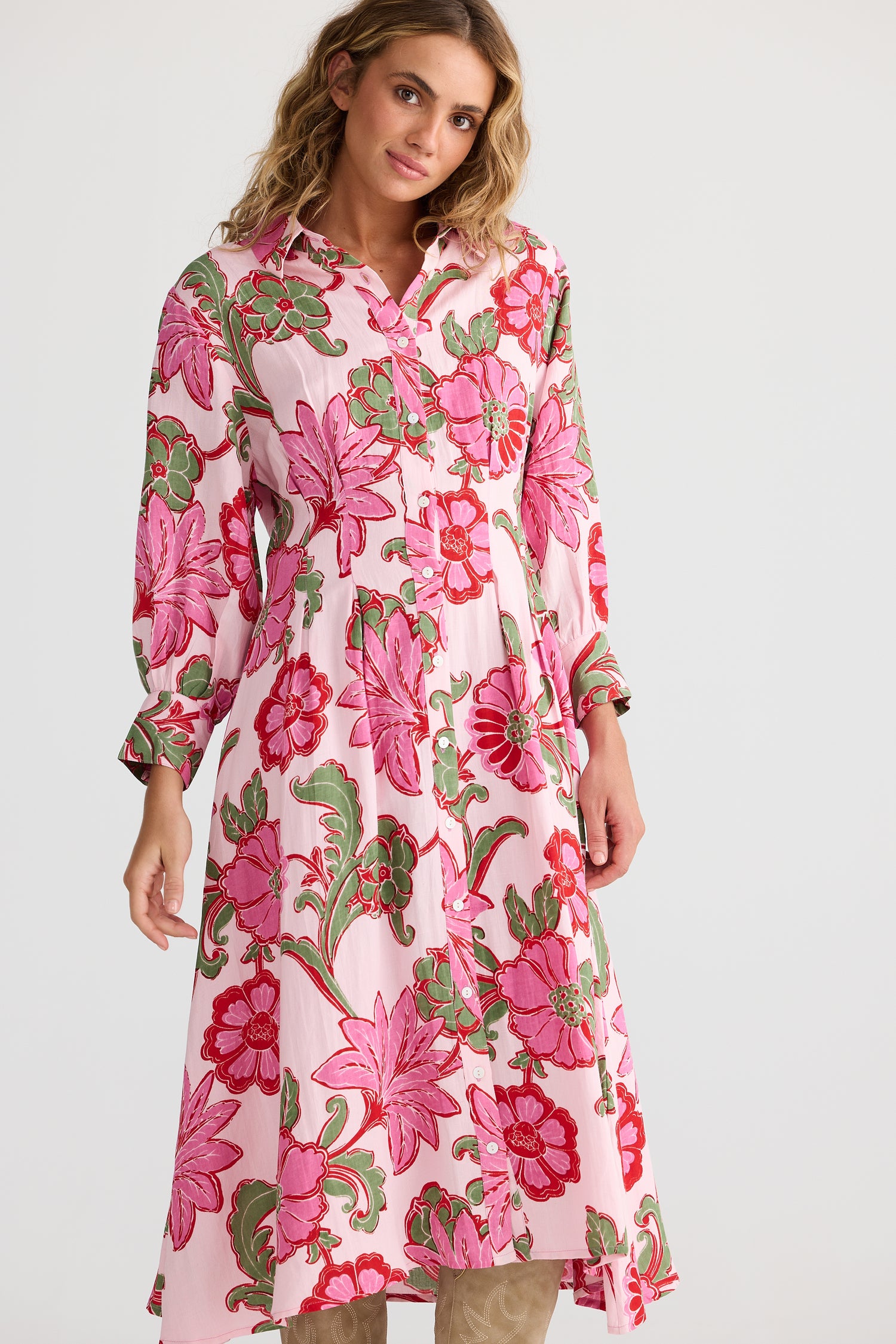 Ophelia Shirt Dress – women’s summer midi in linen viscose blend