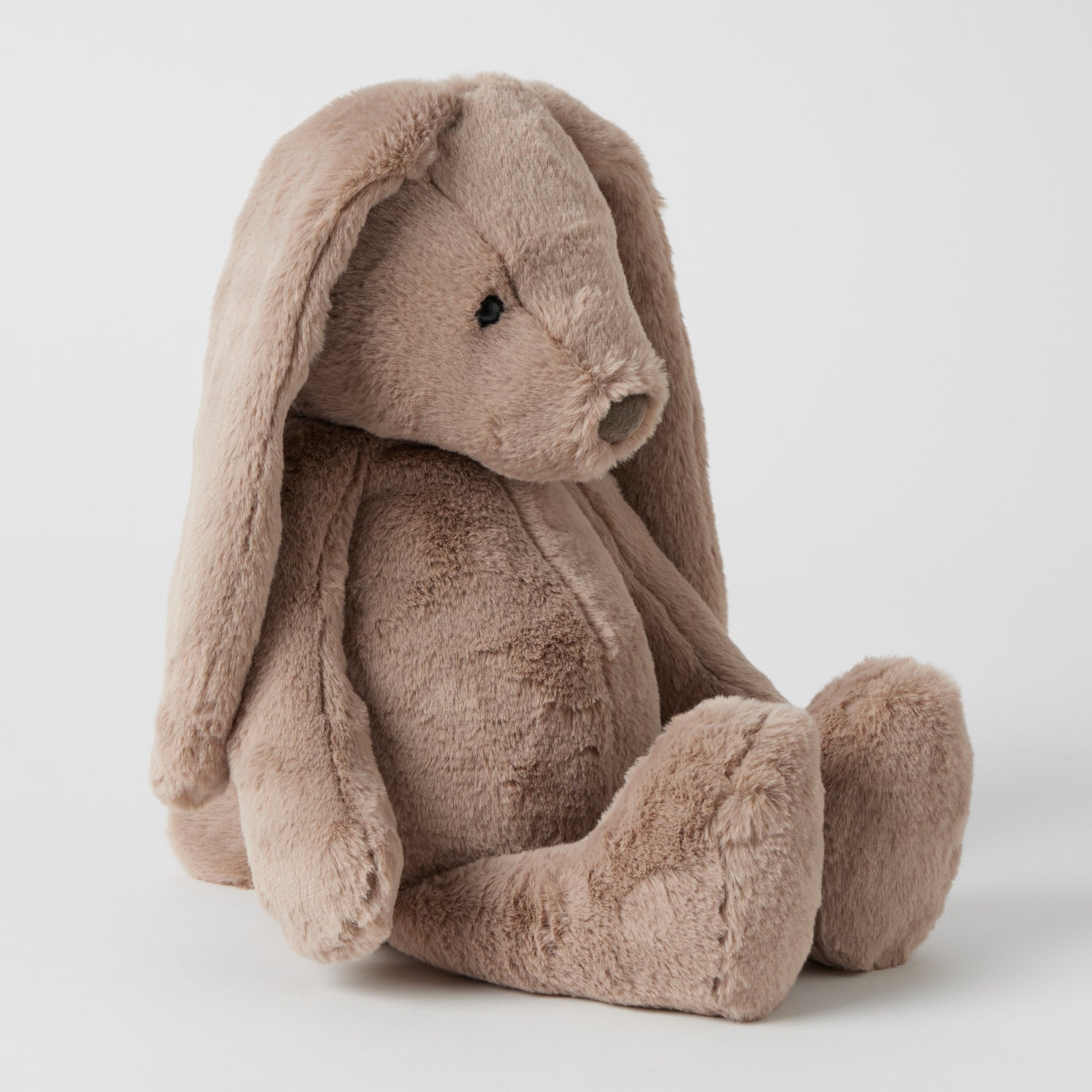 Close up of Taupe Bunny showing soft fabric and stitched features
