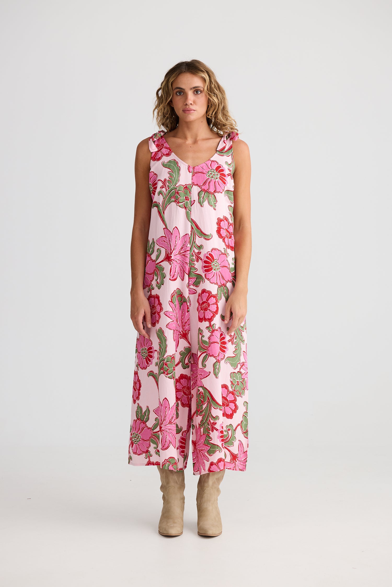Temple Jumpsuit Pink Ibiza – women’s linen blend wide leg jumpsuit