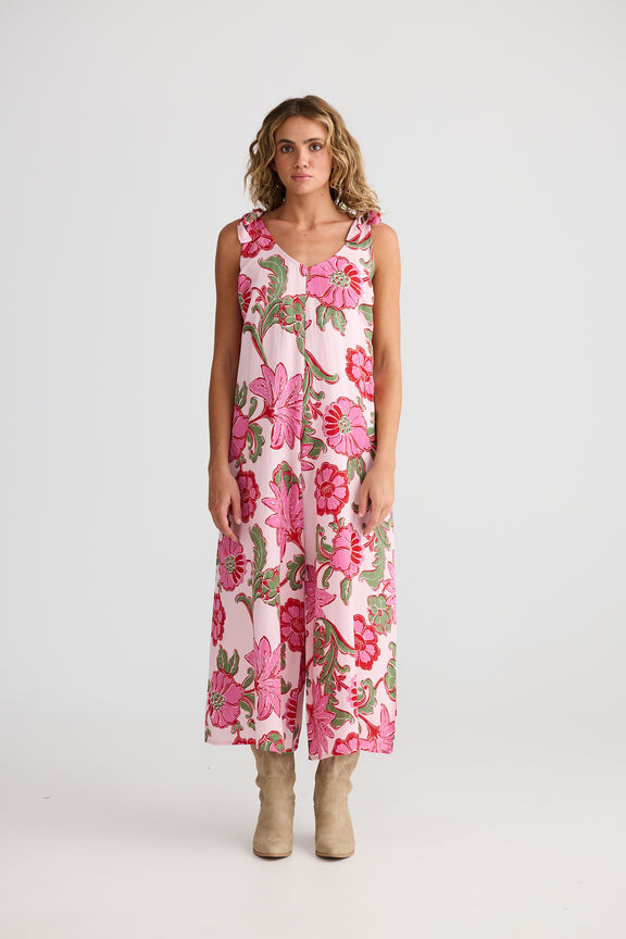 Temple Jumpsuit Pink Ibiza – women’s linen blend wide leg jumpsuit