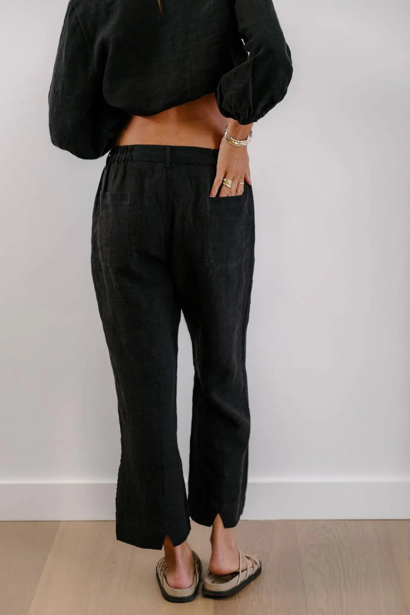 black linen trousers womens casual wear