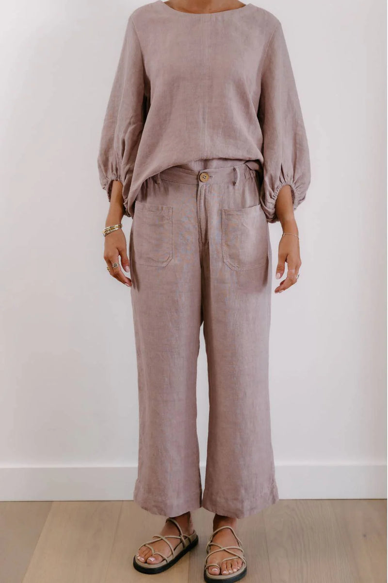 Eadie Lifestyle Tess Top - Lilac Linen Blouse