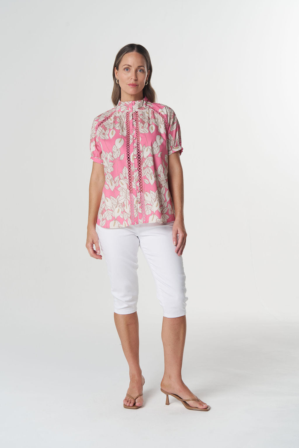 Goondiwindi Cotton Daisy Blouse in Flamingo Pink