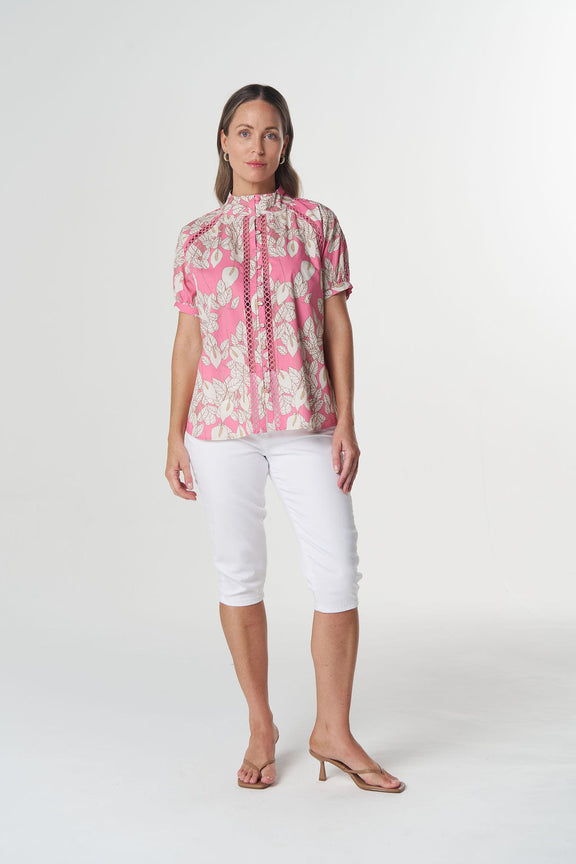 Goondiwindi Cotton Daisy Blouse in Flamingo Pink