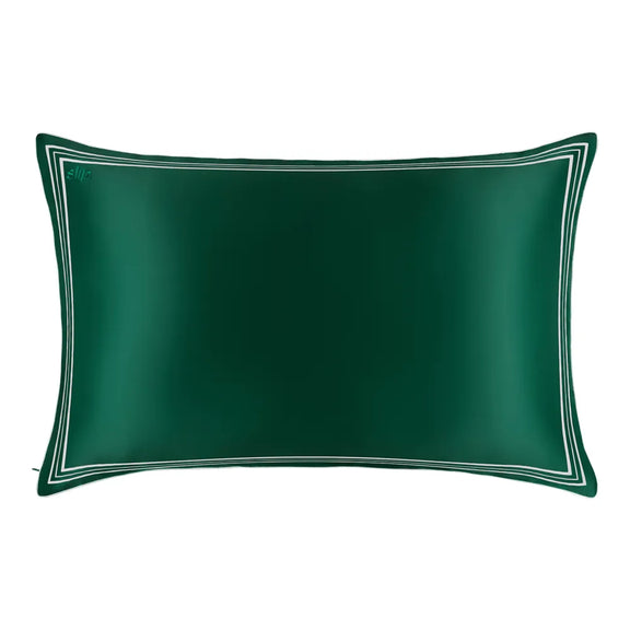 green silk pillowcase with white boarder