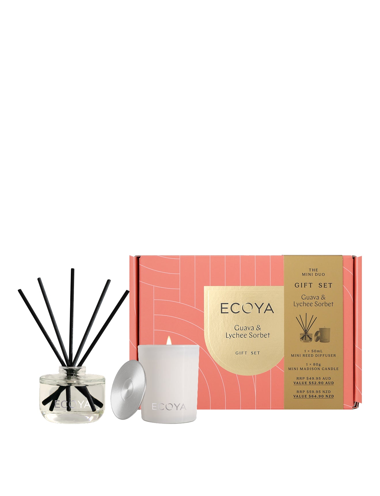 The Mini Duo gift set - uava lychee sorbet mini candle & diffuser