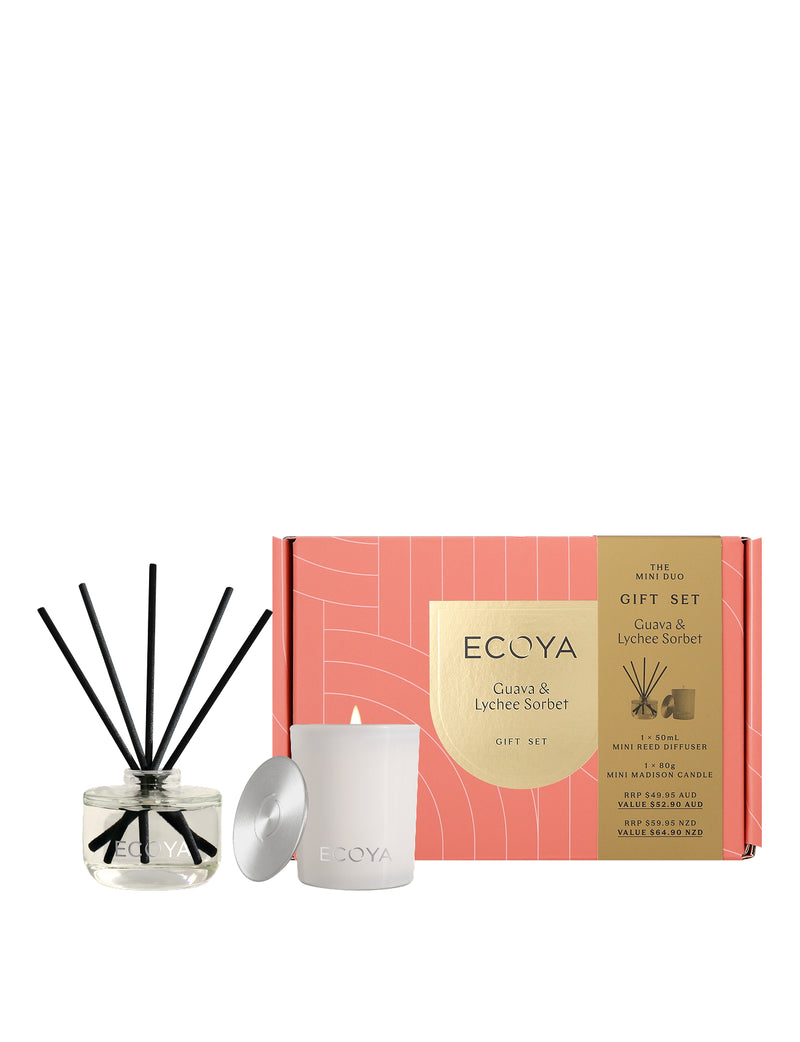 The Mini Duo gift set - uava lychee sorbet mini candle & diffuser