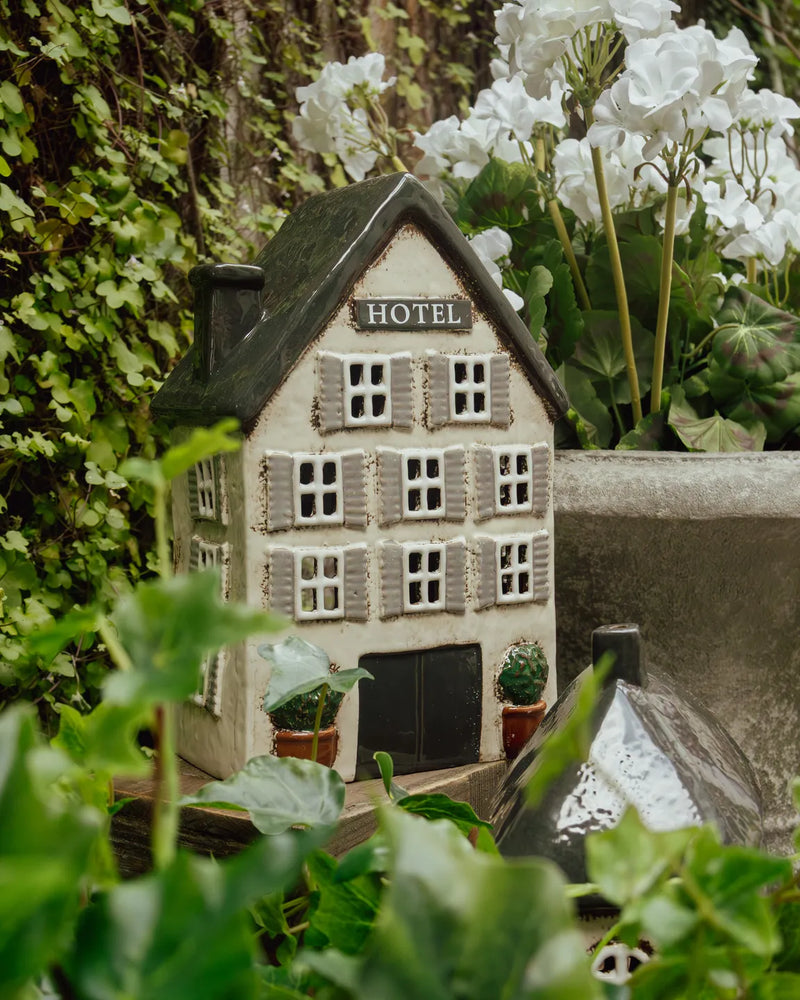 ceramic hotel tea light house village decor