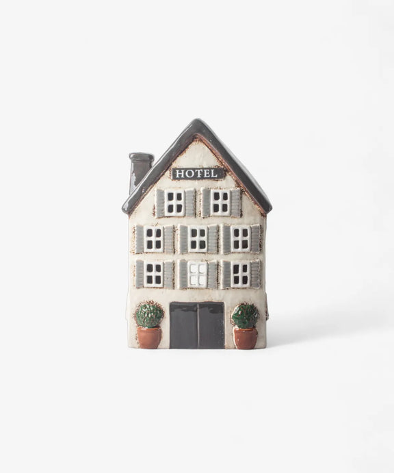 village hotel tea light ceramic house candle holder