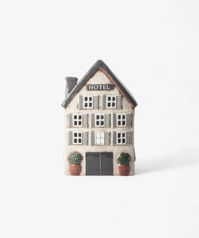 village hotel tea light ceramic house candle holder