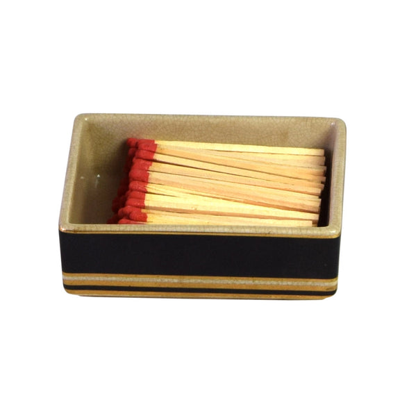 Decorative ceramic match jar with long matches