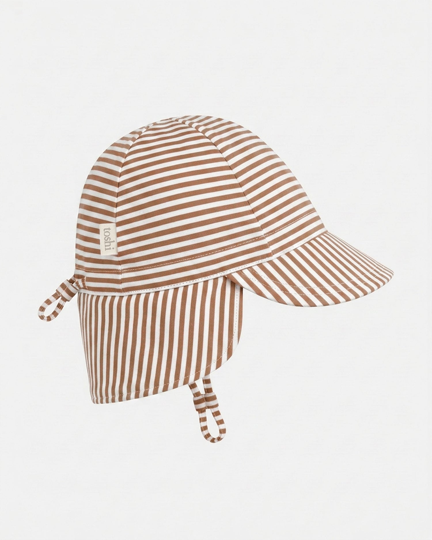 Toshi Flap Cap Mini Mocha baby sun hat in classic brown.
