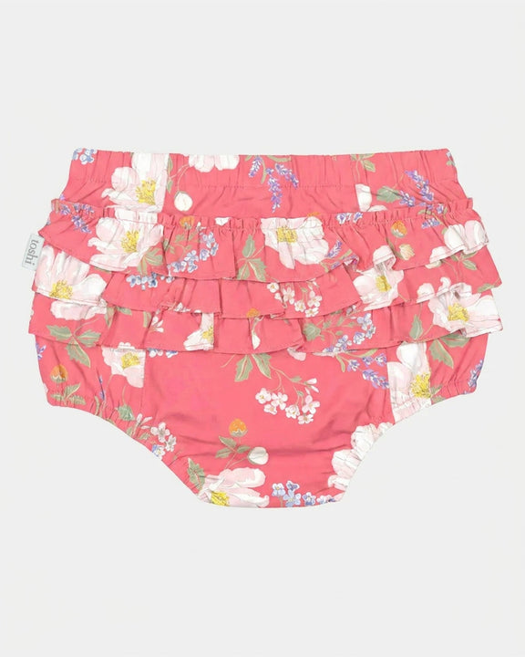 100% cotton baby and toddler bloomers in Camille Paradise
Camille Paradise floral bloomers with elasticised waist and frills