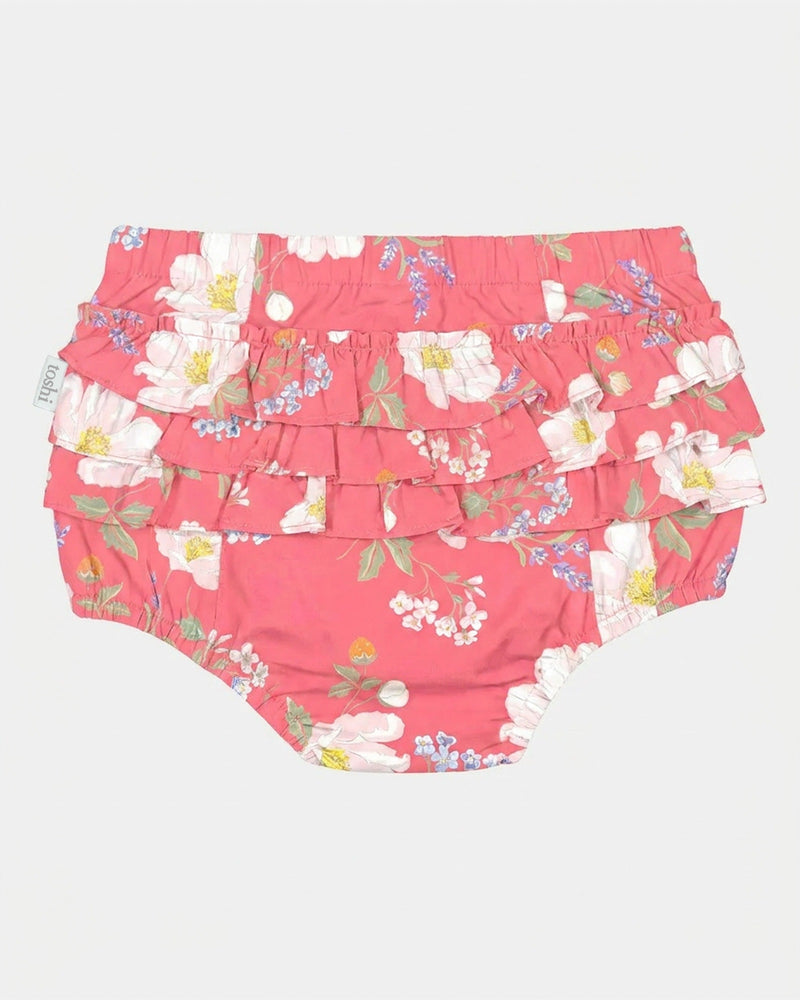 100% cotton baby and toddler bloomers in Camille Paradise
Camille Paradise floral bloomers with elasticised waist and frills
