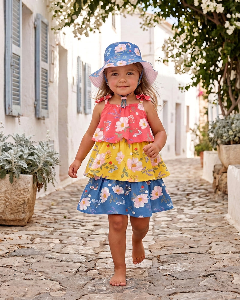 100% cotton tiered floral dress for babies and toddlers