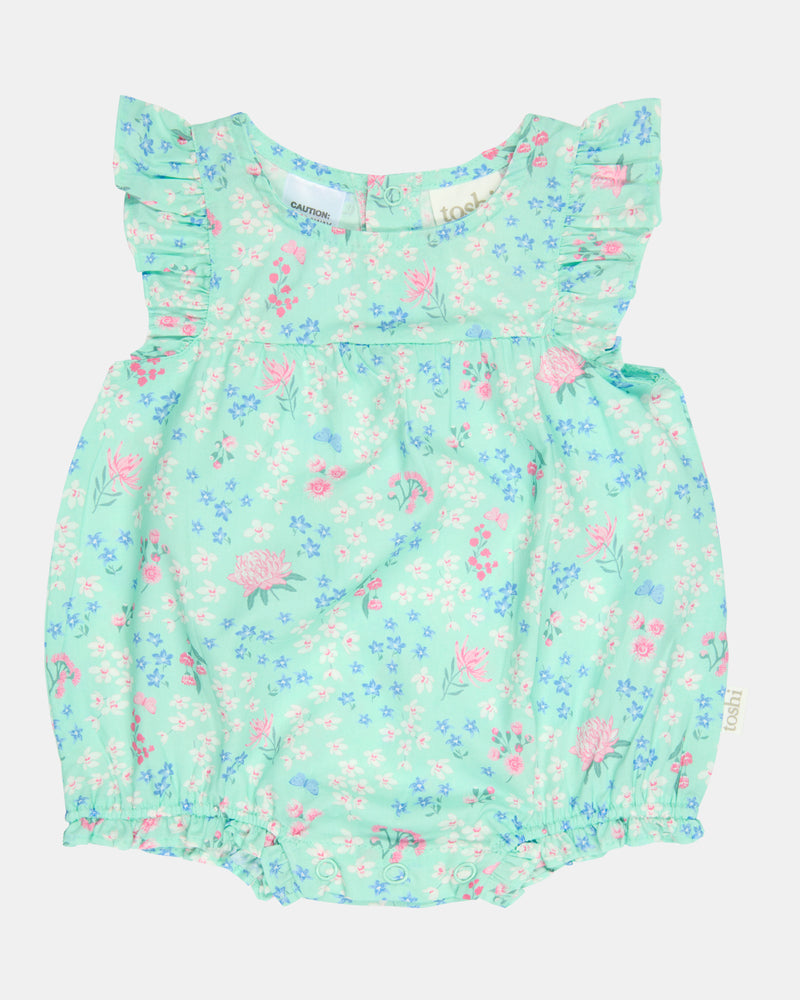 Toshi Baby Romper Matilda in Acacia Mint with frill detail