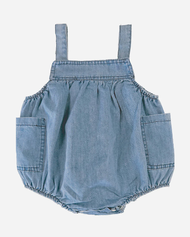 Lightweight cotton Denim romper for baby everyday wear