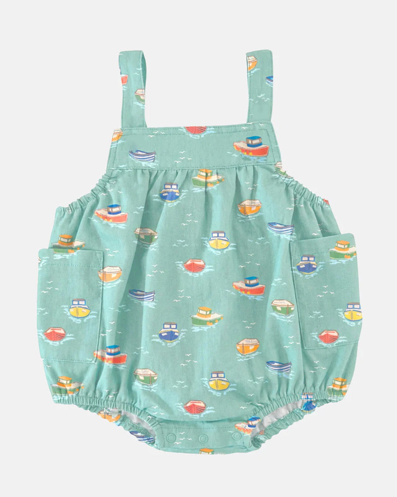 Lightweight cotton Tugboat baby romper for everyday wear
