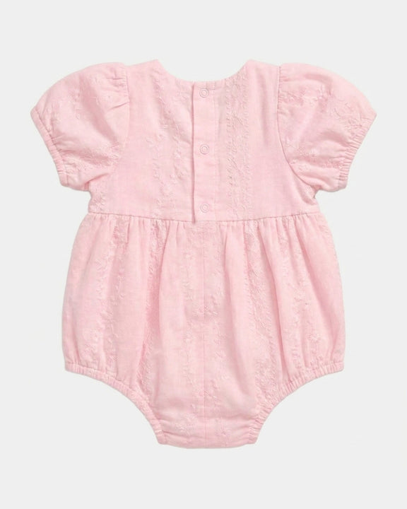 Vintage-inspired floral baby and toddler romper by Toshi with elasticised leg openings.