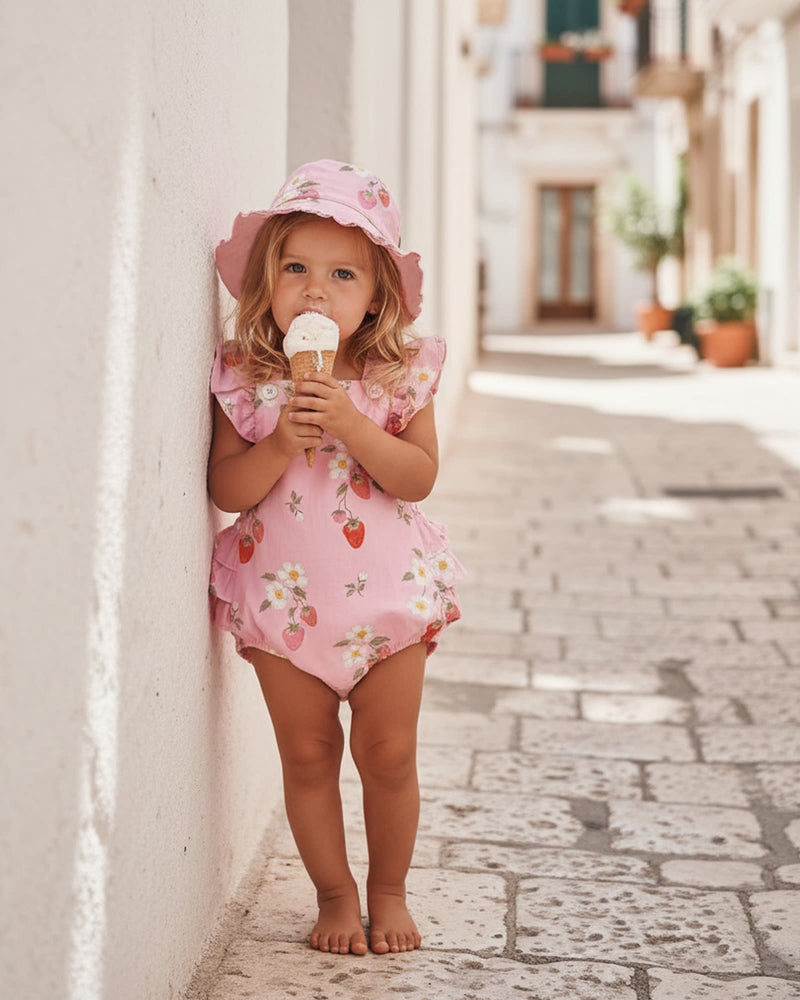 Toshi Blossom baby romper with frill detailing and open back