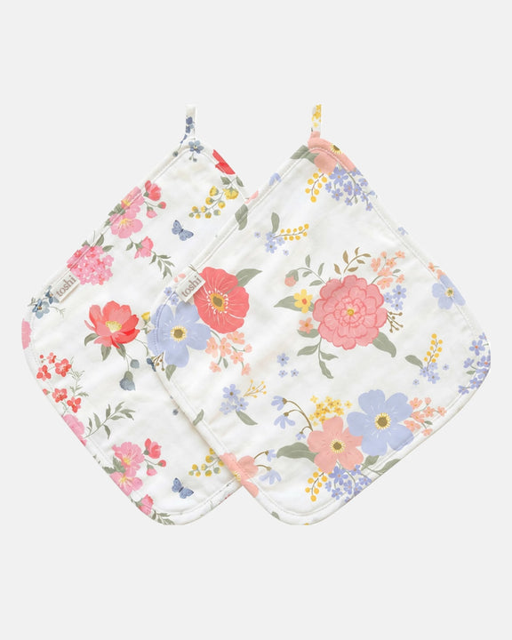 Toshi 100% muslin cotton baby washcloth set in the Arcadia Wild Garden print.