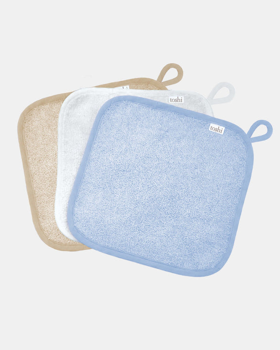 Handsome set of three soft cotton baby washcloths