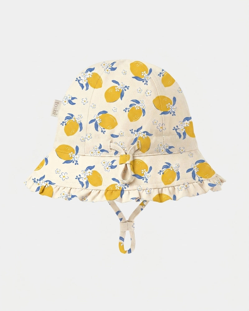 Toshi UPF 50+ cotton bell sun hat in Lemonade Cream for babies and toddlers.