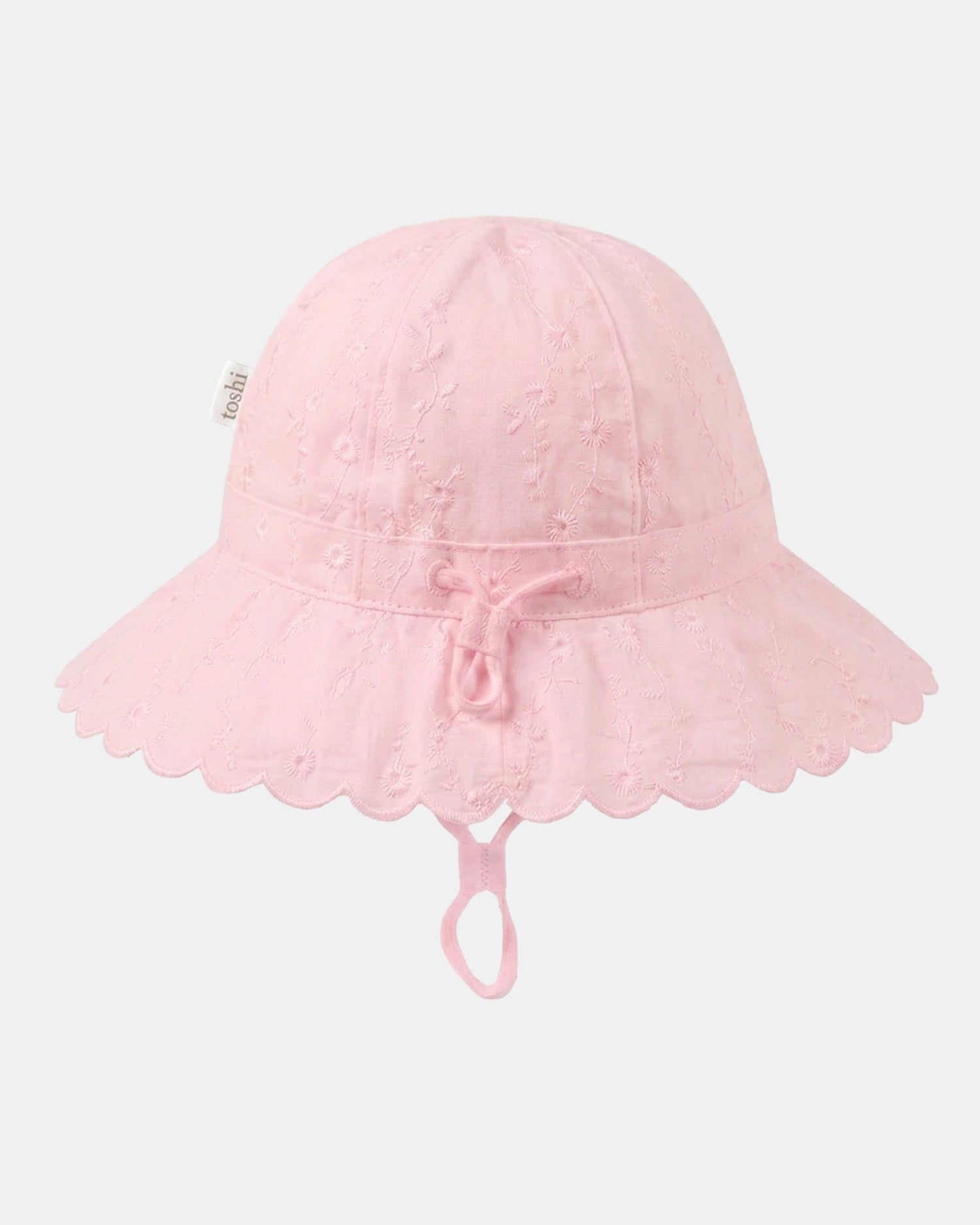 Toshi Bell Hat Florence Blossom baby sun hat with floral embroidery. UPF 50+ 100%cotton bell sun hat with frilled brim for babies and toddlers.