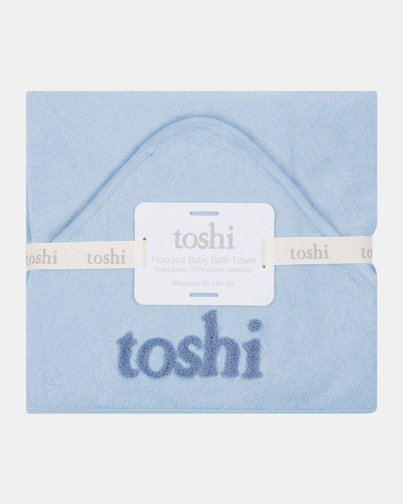 Bluebell blue Toshi hooded cotton baby bath towel