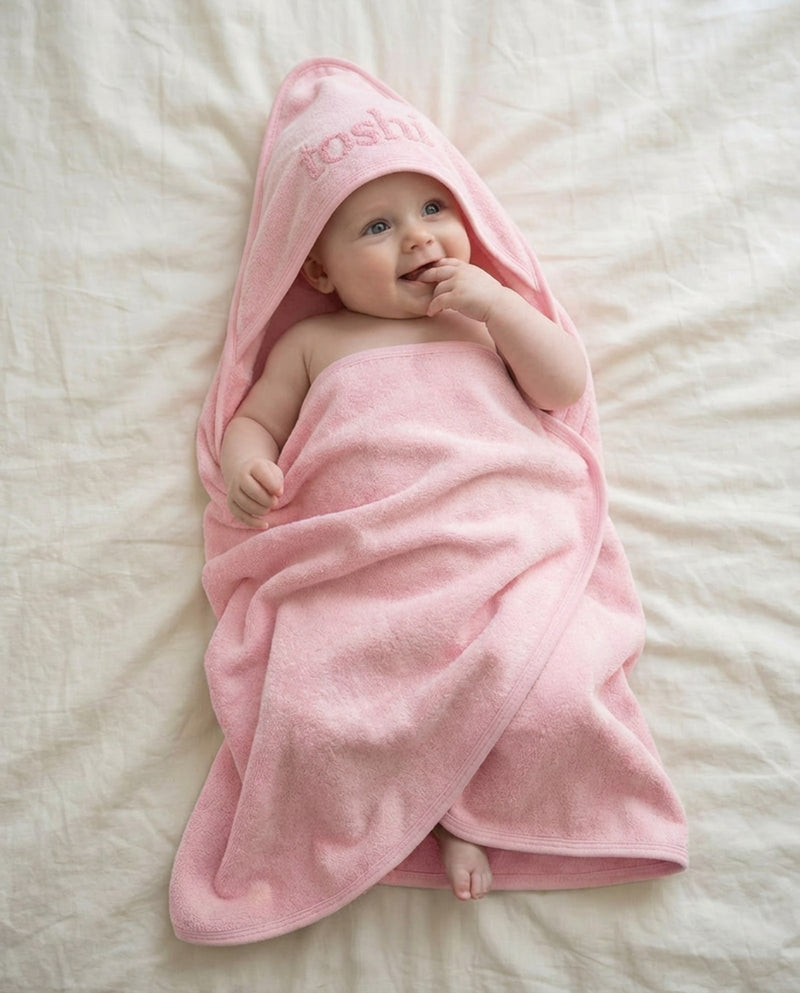 Toshi Hooded Baby Bath Towel Yummy Misty Rose