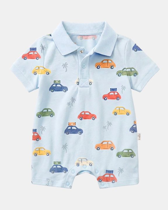 Big Mini printed polo onesie for babies and toddlers
