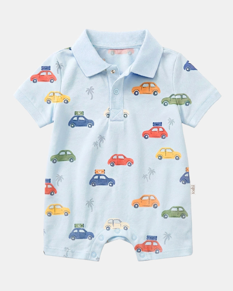Big Mini printed polo onesie for babies and toddlers