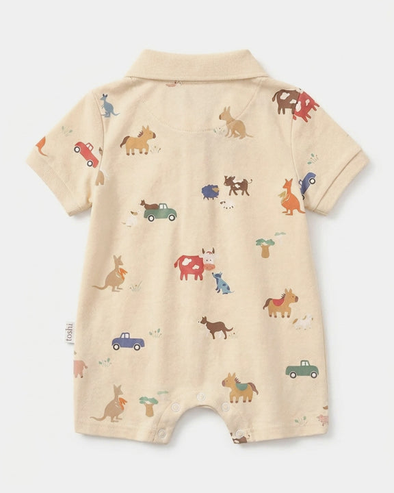Station Hands 100% cotton jersey baby polo onesie