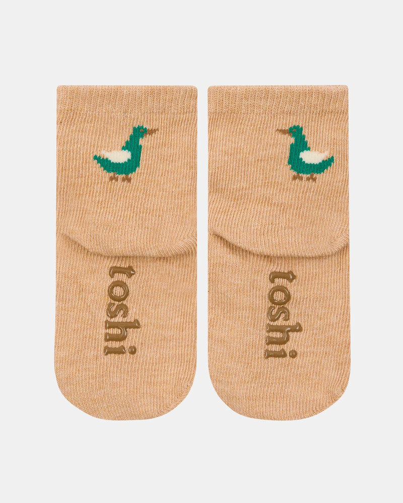 baby non slip socks organic cotton brown