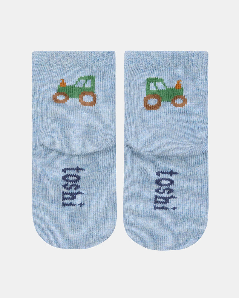 baby socks organic cotton jacquard tractors
