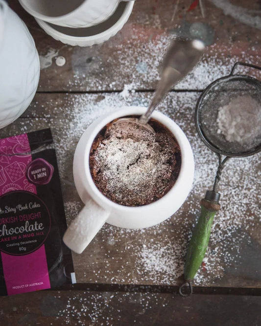 Turkish Delight Mud Cake in a Mug served warm