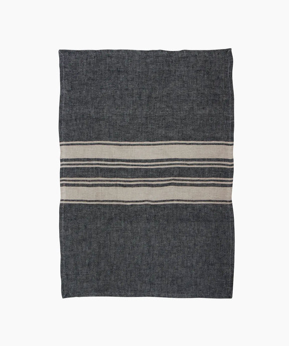 linen tea towel charcoal stripe australia