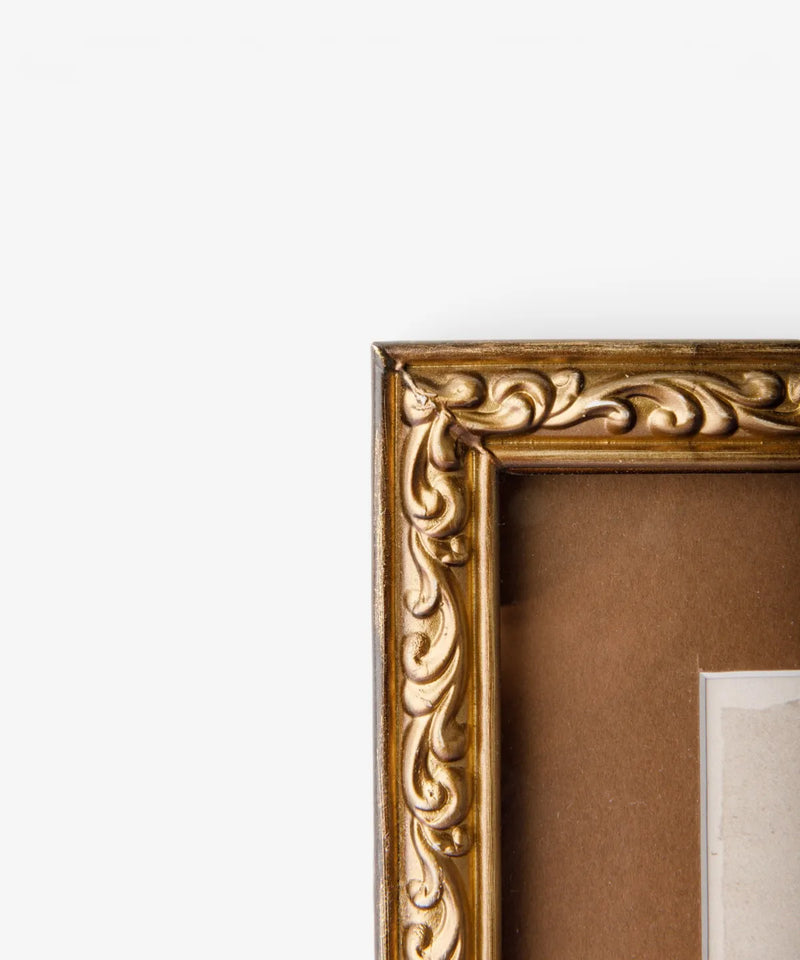 Landscape wall art with vintage-inspired glade illustration in a decorative frame for gallery wall styling.