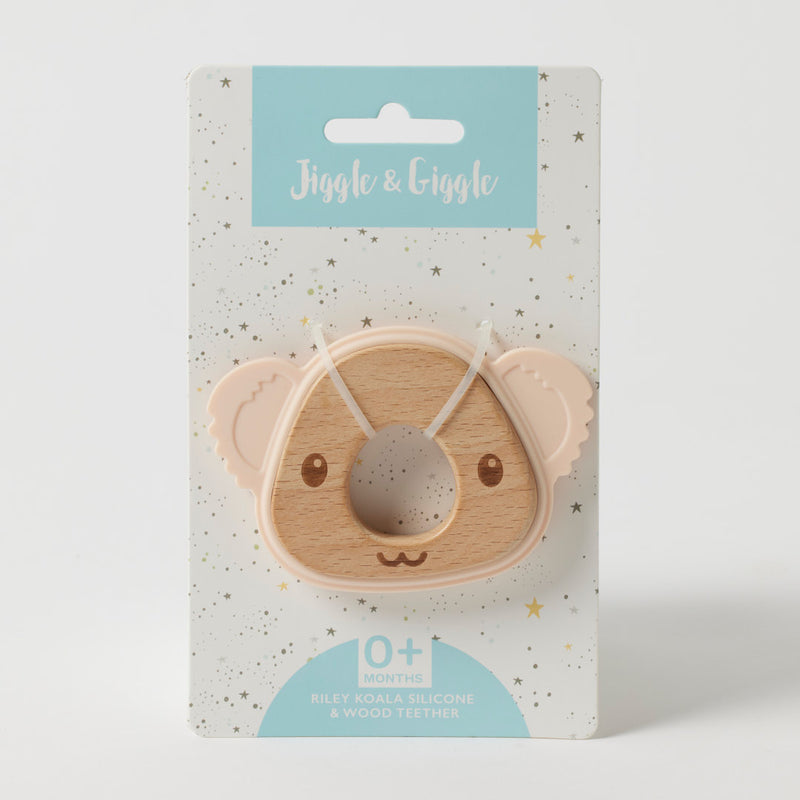 Riley Koala Silicone Teether Peach