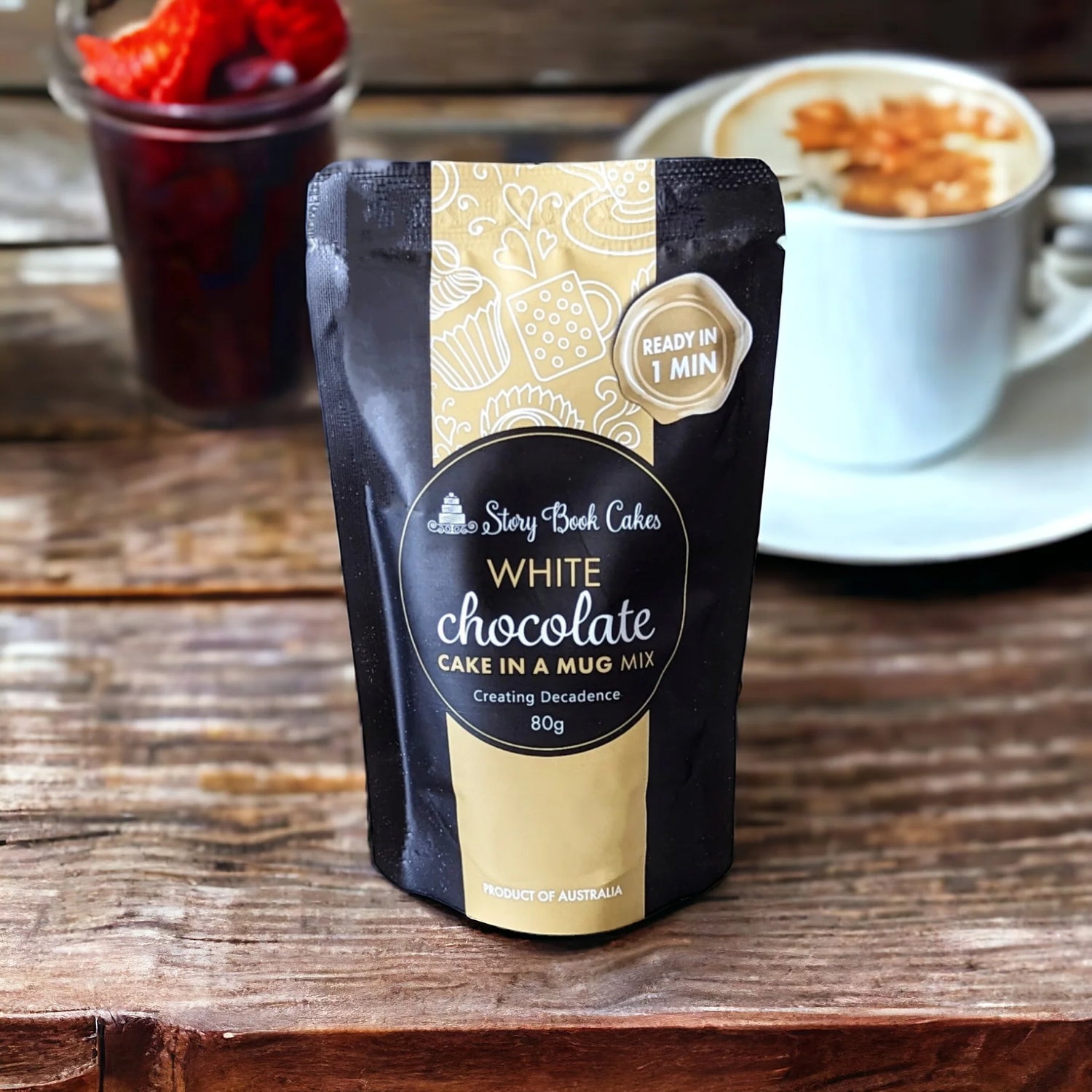 White Chocolate Mud Cake in a Mug 80 g in packaging