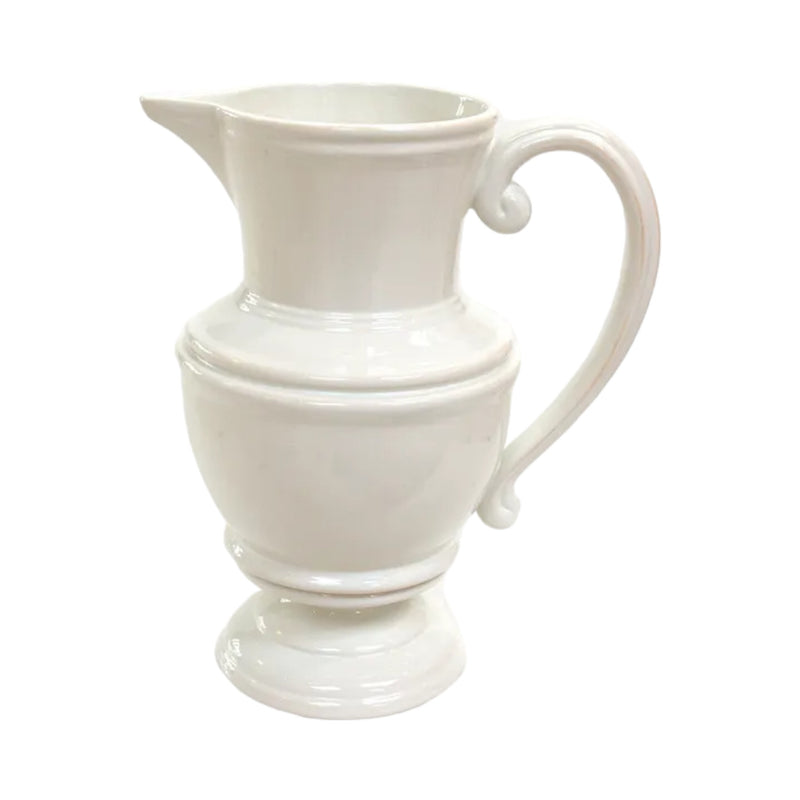 Large White Pitcher 28cm dolomite jug in white

White ceramic-style pitcher used as vase with flowers