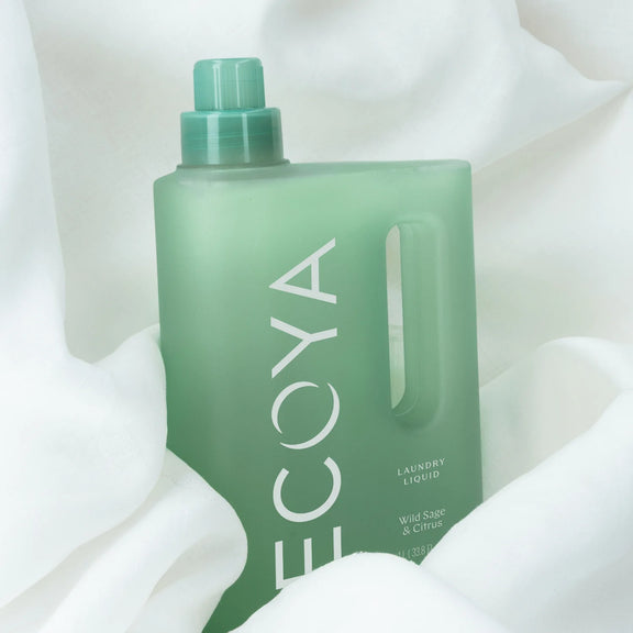 ECOYA fragranced Laundry Liquid for gently washing clothes and linens.