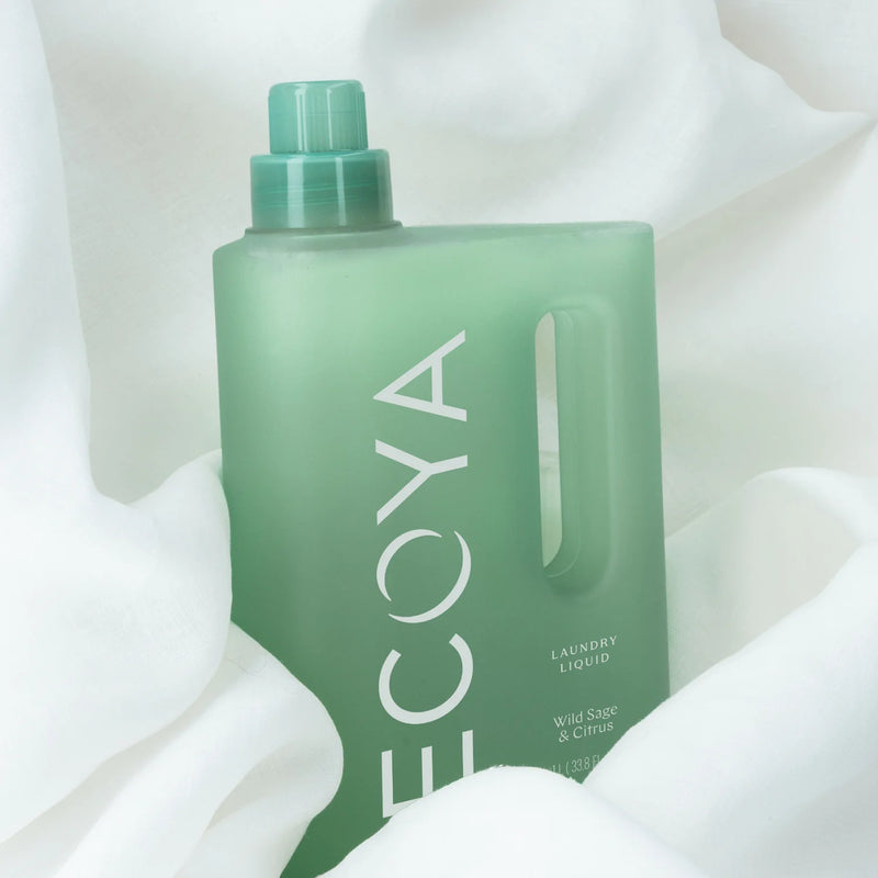 ECOYA fragranced Laundry Liquid for gently washing clothes and linens.