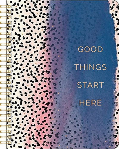 Wire-O Notebook Good Things Start Here with gold foil cover