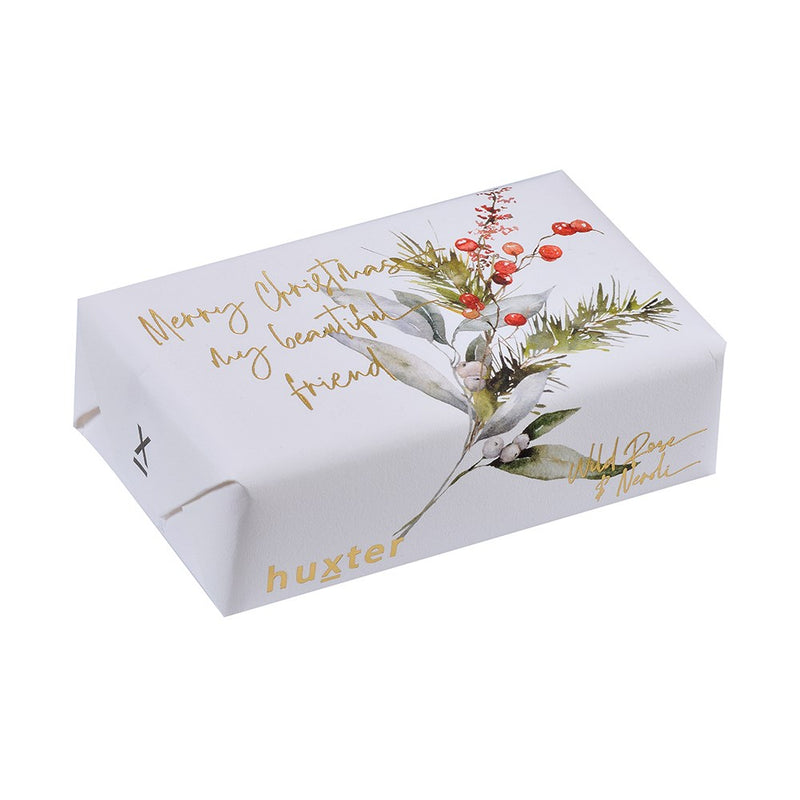 Huxter Xmas Berry Branch Gold Foil Soap – Wild Rose & Neroli. Christmas Soap gift for friend.