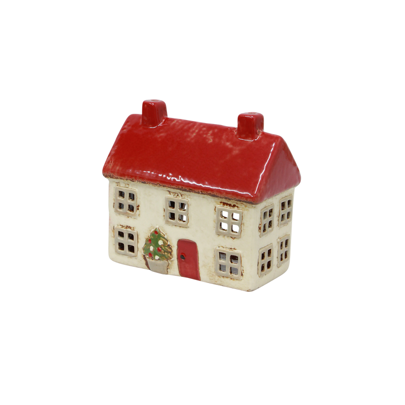 Alsace Tea Light Cottage – Christmas Stone Ceramic House | Hand-Painted Collectable