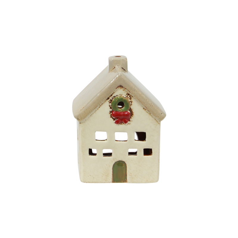 Alsace Tea Light Villa Christmas Stone – hand-painted ceramic Christmas house
